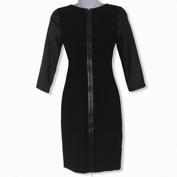 Guess Black Dress with Leather-style Sleeves - Picture 3 of 5
